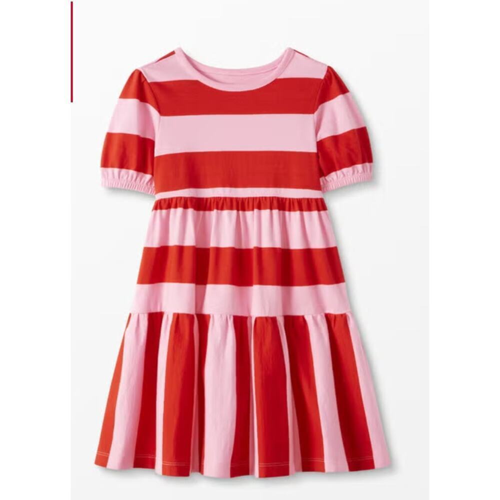 Hanna Andersson Striped Twirl Power Dress Pink Red Size 8